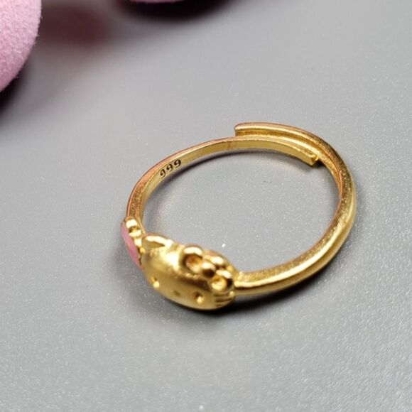 Brand New Hello Kitty 999 Gold Sakura Ring - Picture 5 of 5